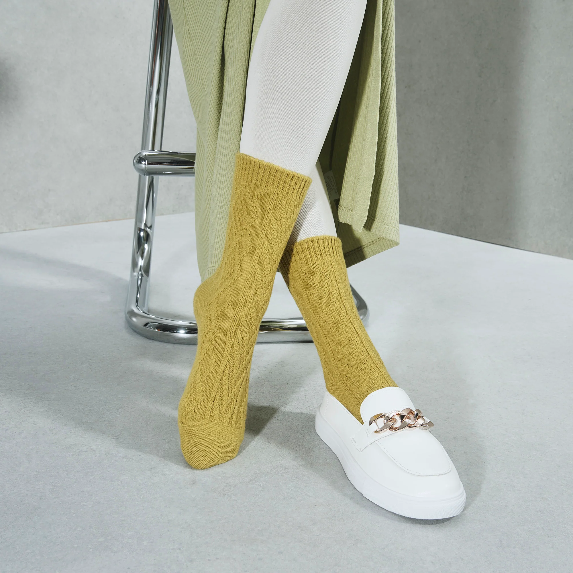 Cable Merino Crew Socks - Image 3
