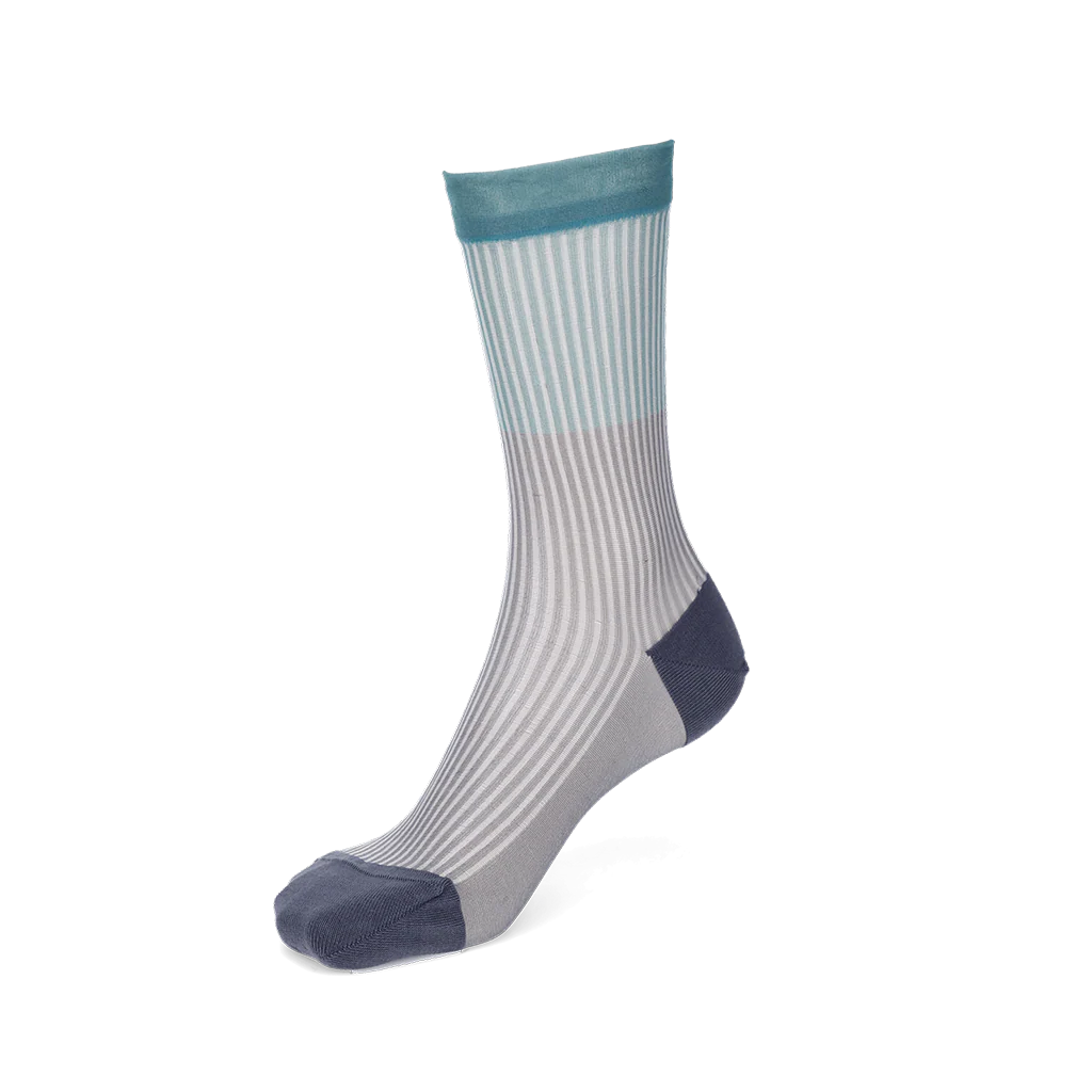 Bicolor Sheer Textured Stripe  Crew Socks - Image 3