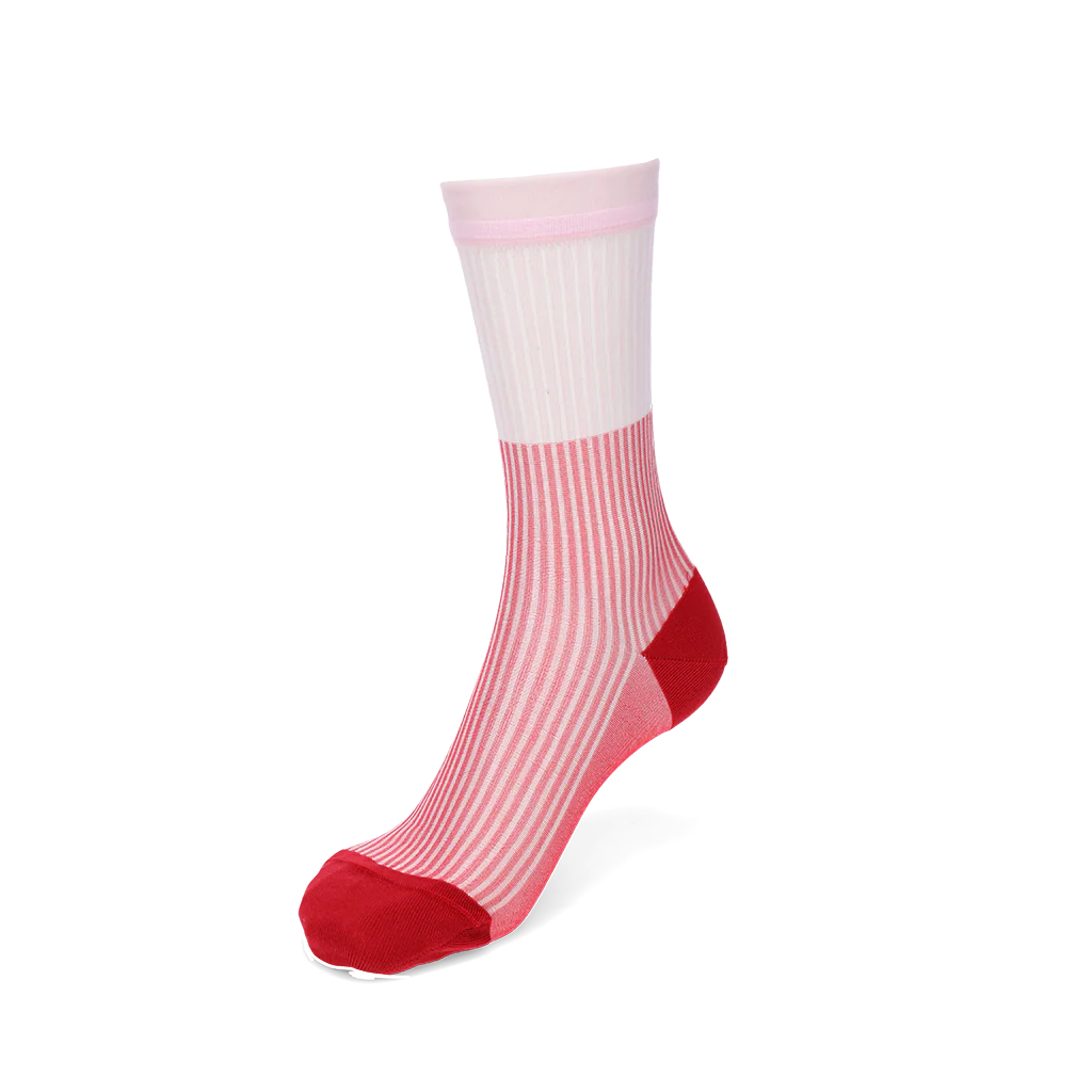 Bicolor Sheer Textured Stripe  Crew Socks - Image 5