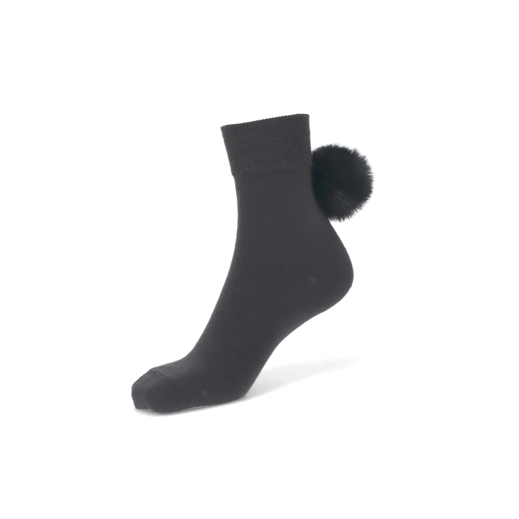 Bunny Tail Pom Quarter Socks - Image 3