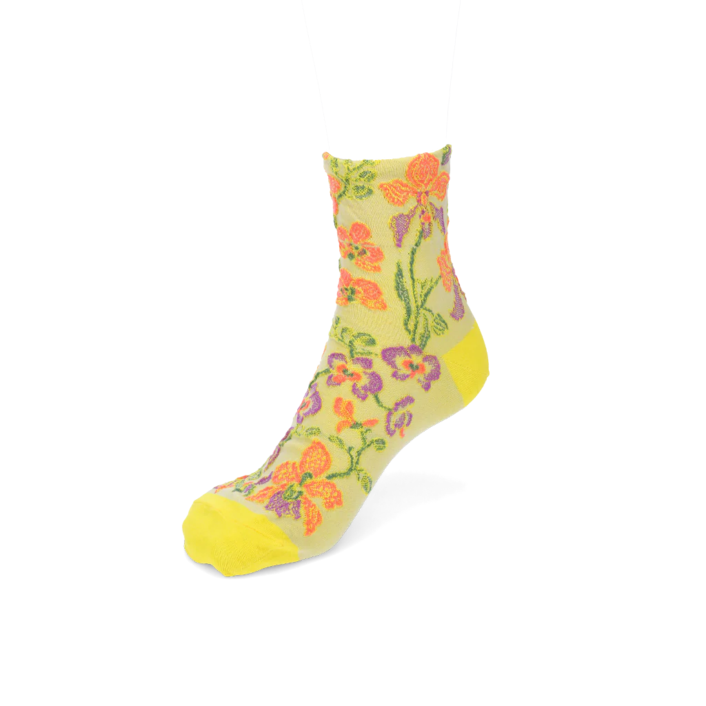 Cotton-Linen Crepe Float Orchid  Quarter Socks - Image 4