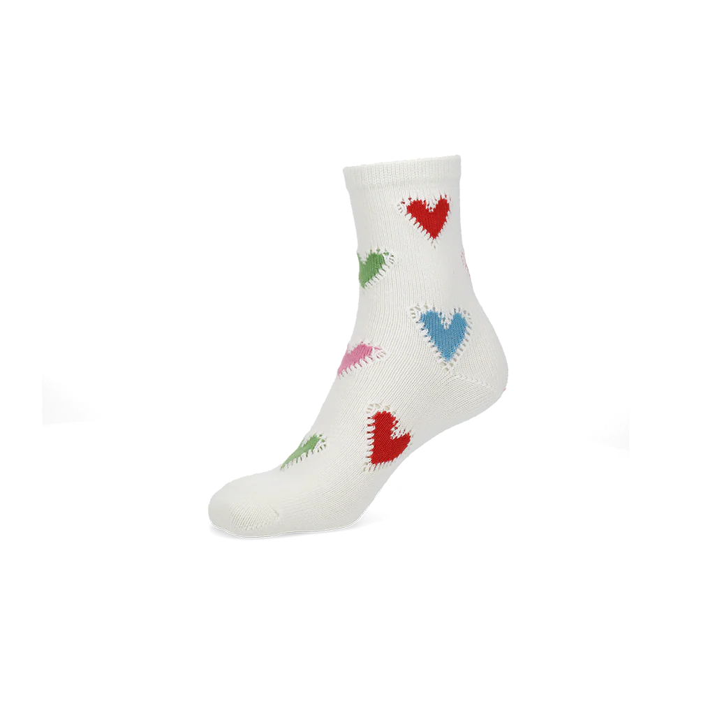 Crochet Heart Cotton  Crew Socks - Image 3