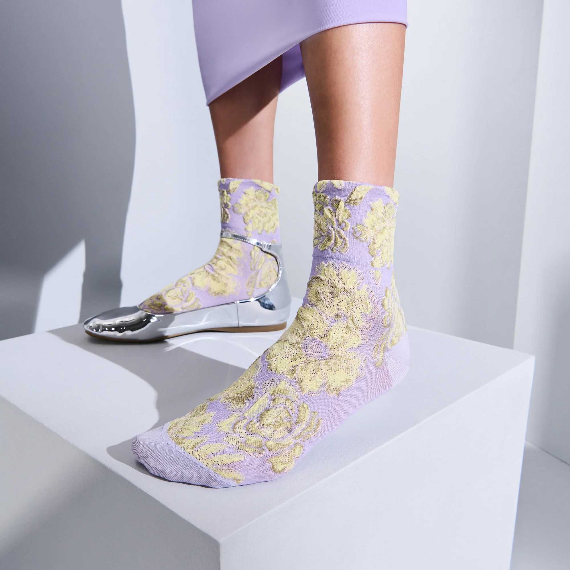 Float Fleur Silky Cotton Crew Socks