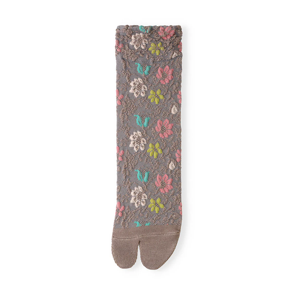 Float Flower Cotton Tabi Crew Socks - Image 13