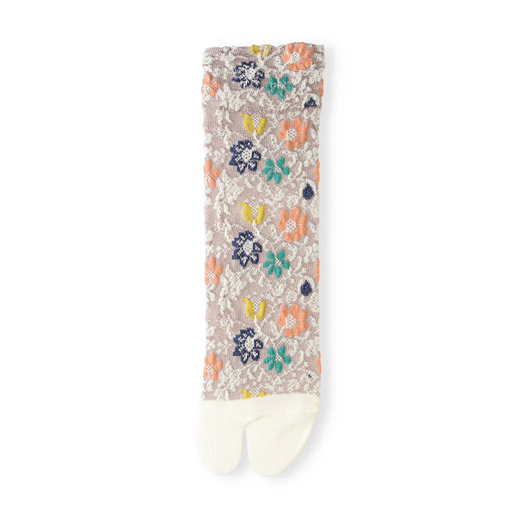 Float Flower Cotton Tabi Crew Socks - Image 7