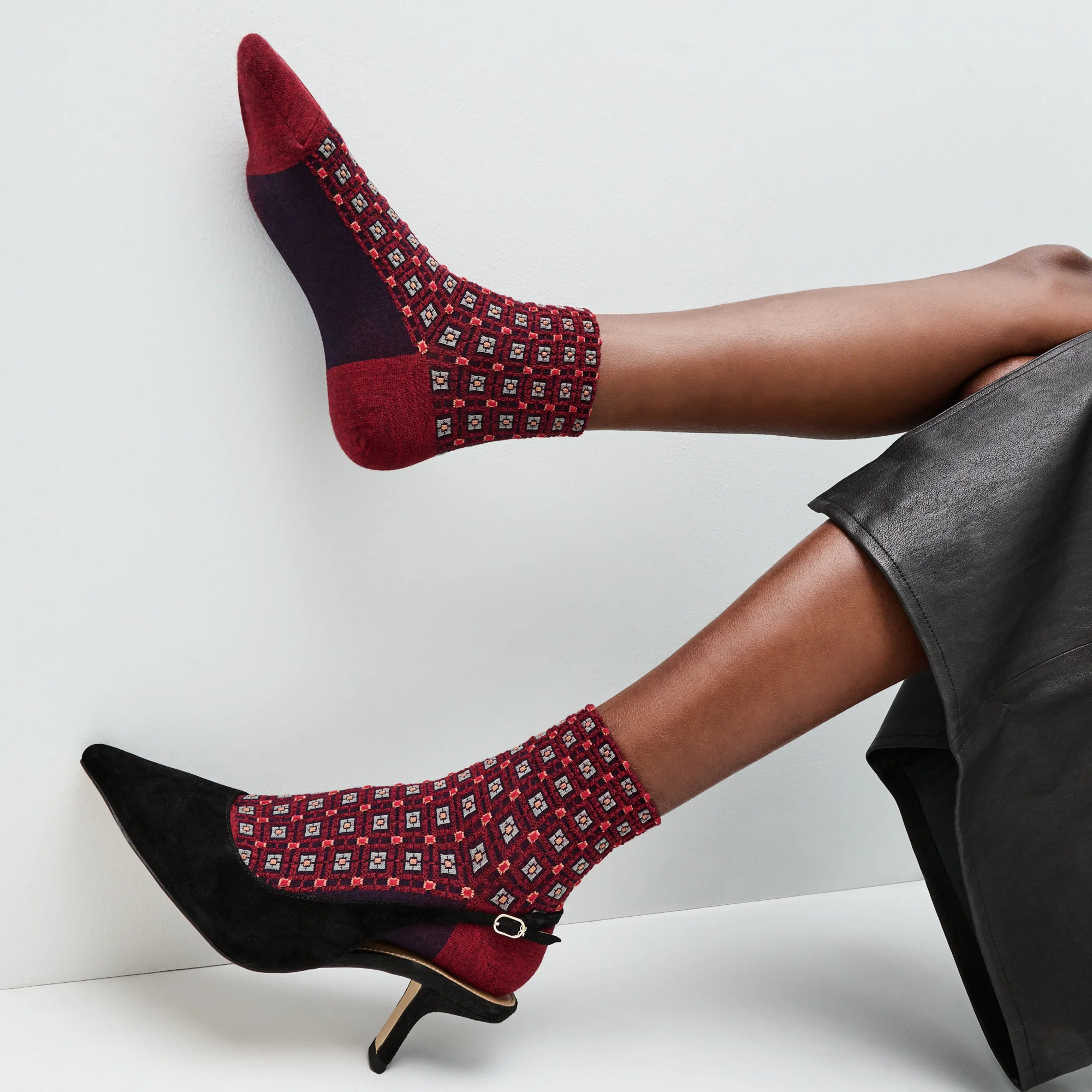 Float Geometric Merino Quarter Socks