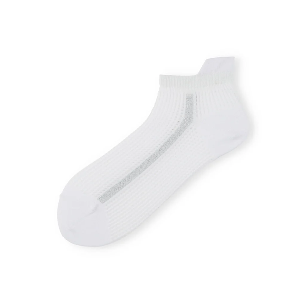 Glitter Line Cotton Mesh Ankle Socks - Image 4