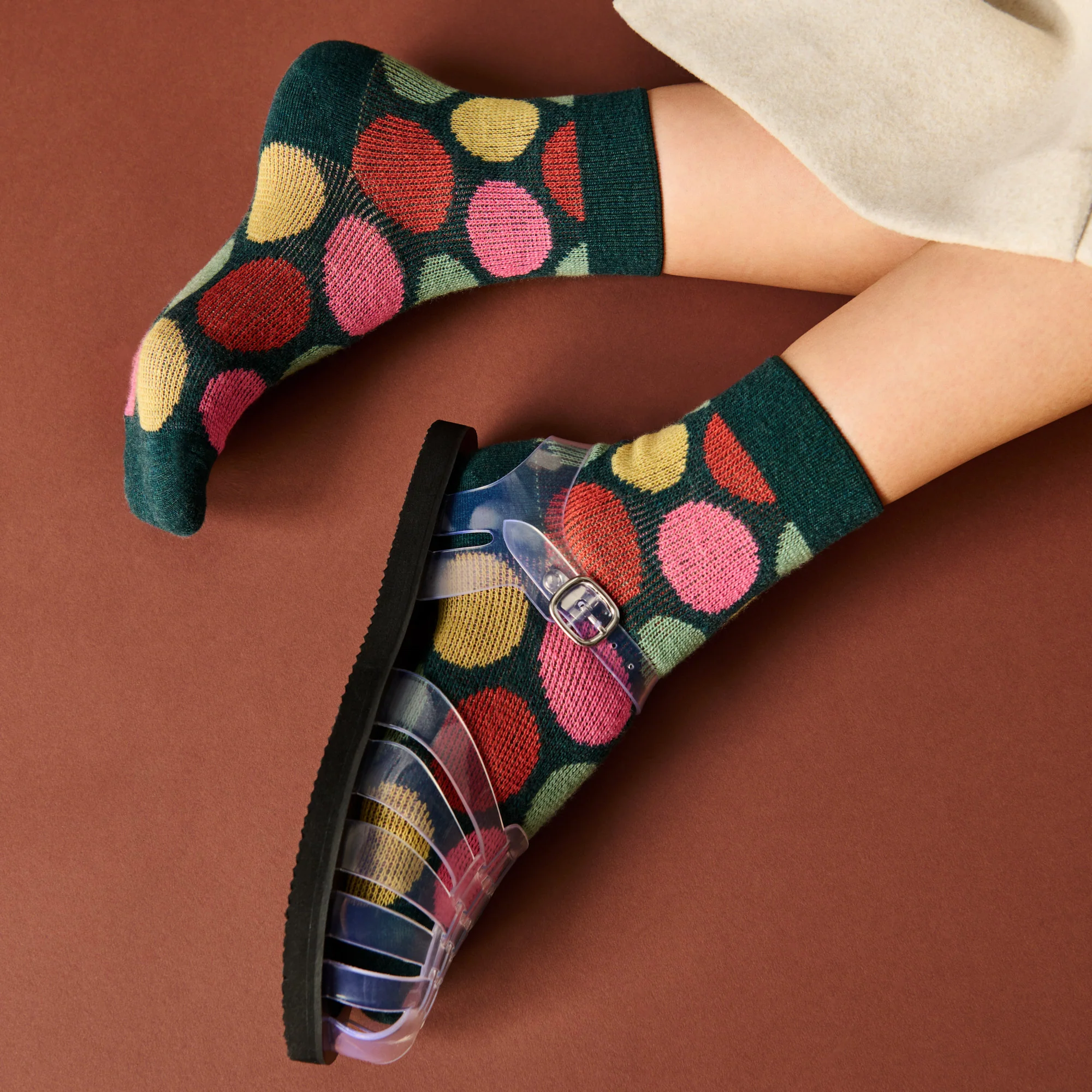 Jacquard Dot Merino Quarter Socks