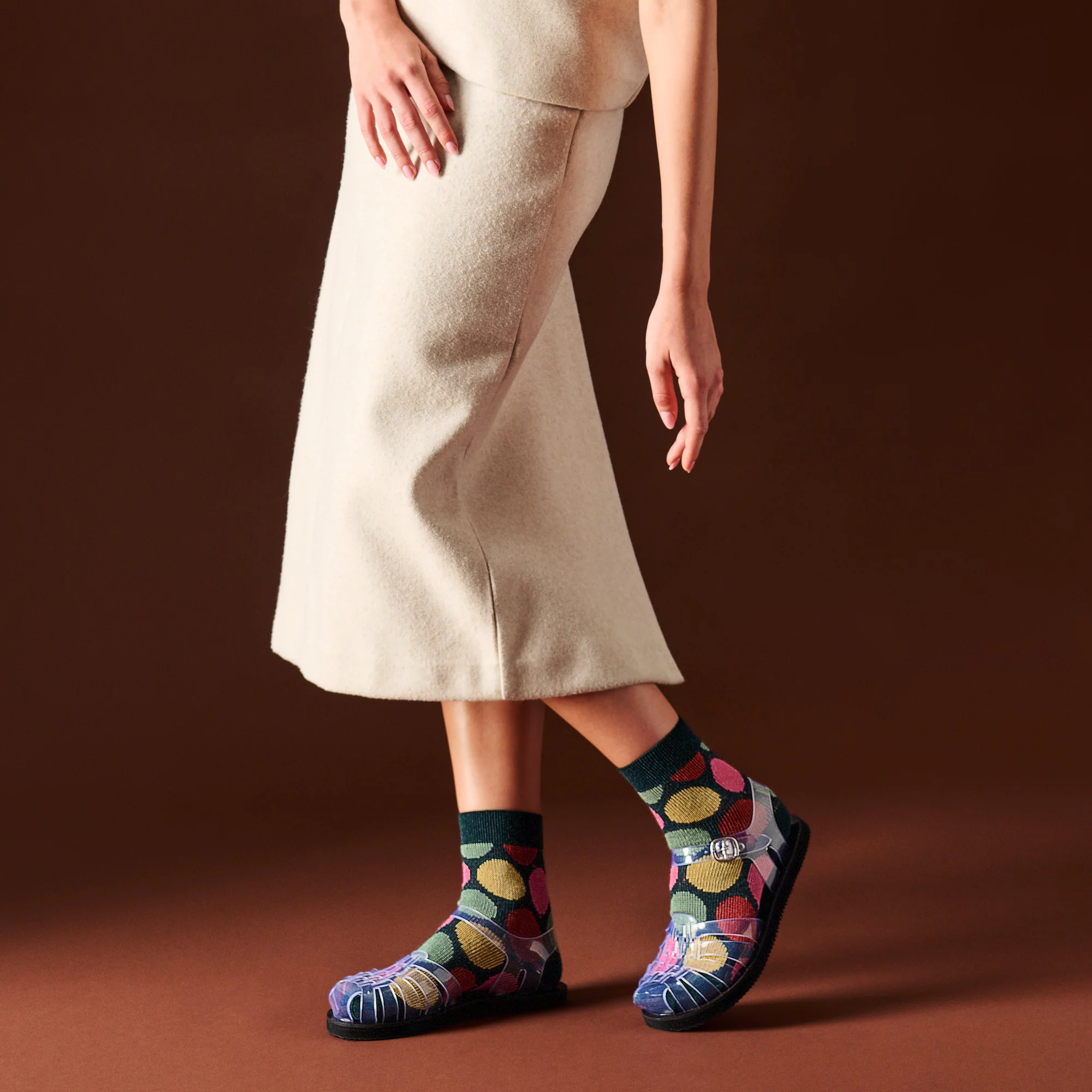 Jacquard Dot Merino Quarter Socks - Image 2