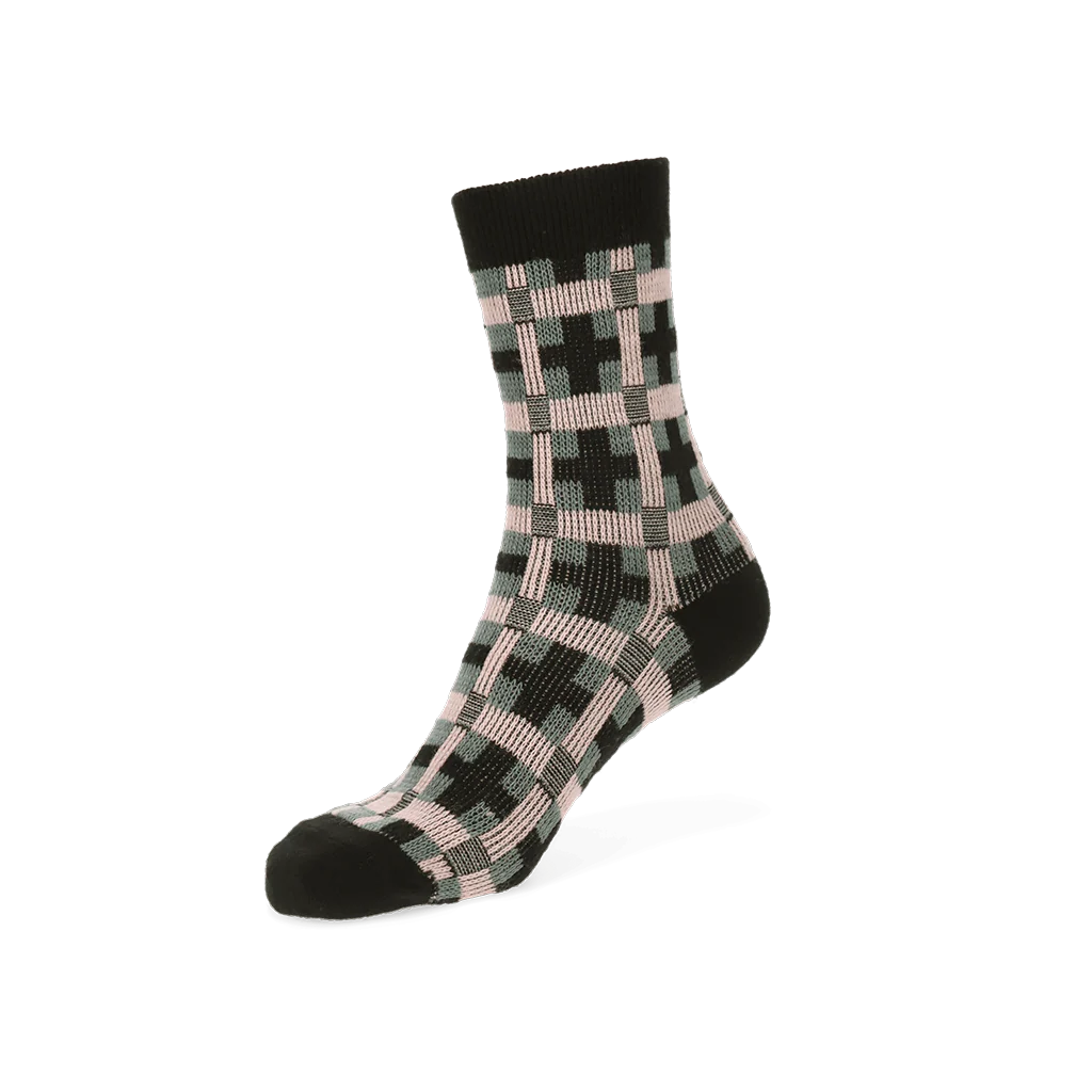 Jacquard Modern Plaid Merino Crew Socks - Image 3