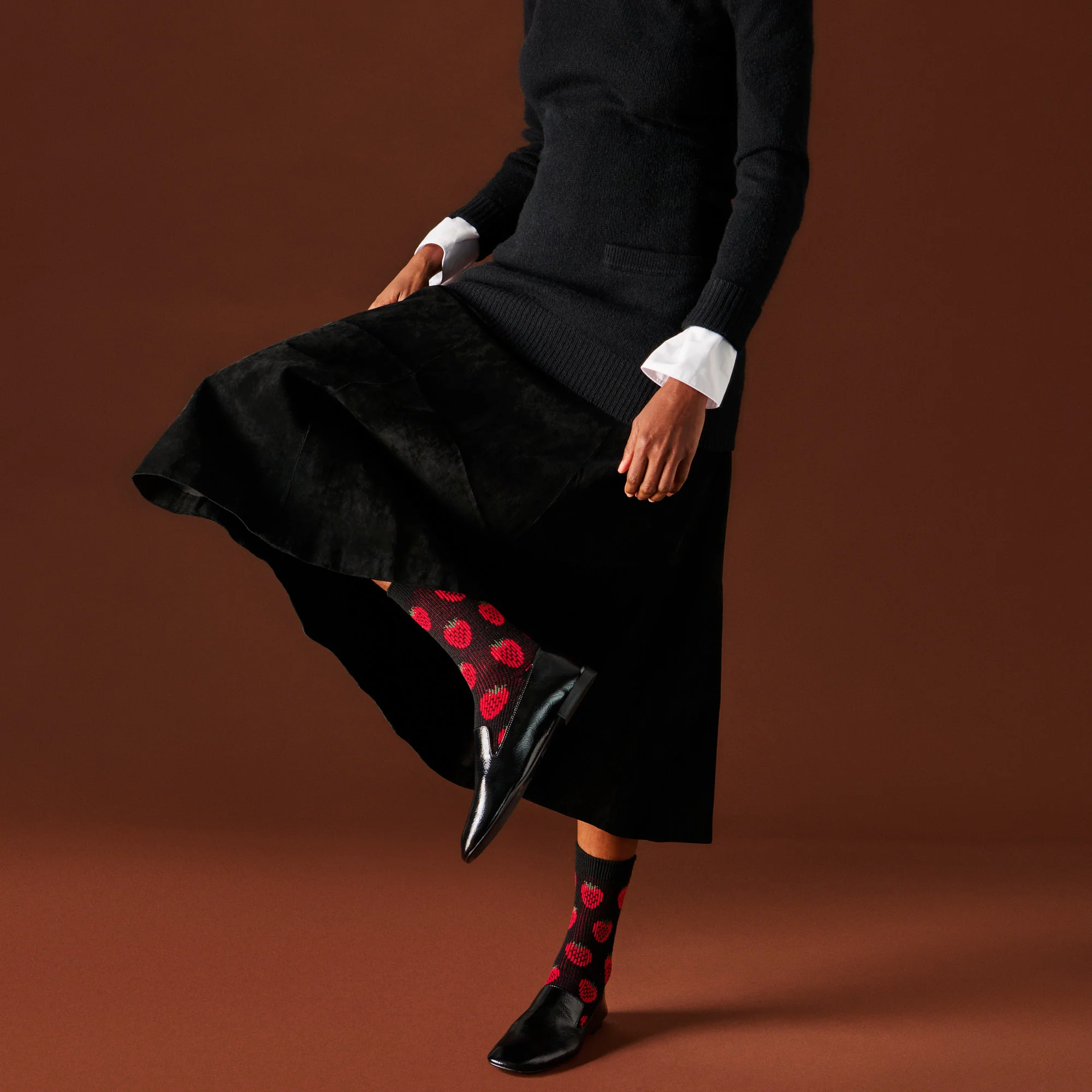Jacquard Strawberry Merino Crew Socks - Image 2