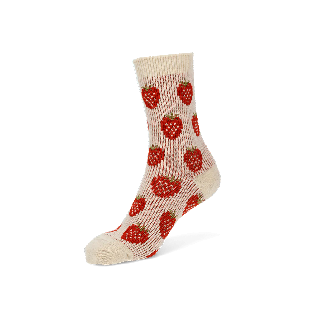 Jacquard Strawberry Merino Crew Socks - Image 4