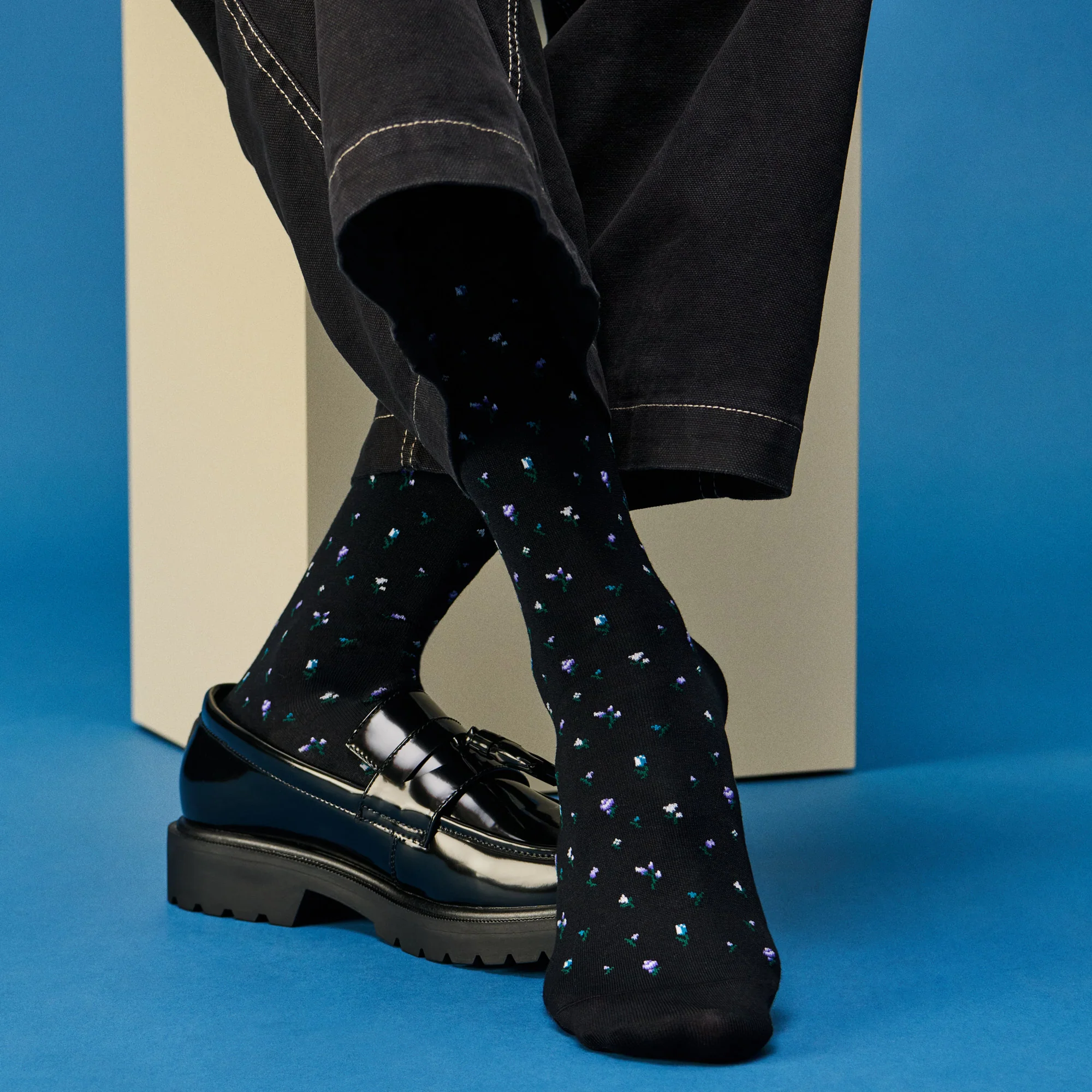 Micro Floral Supima Cotton Crew Socks