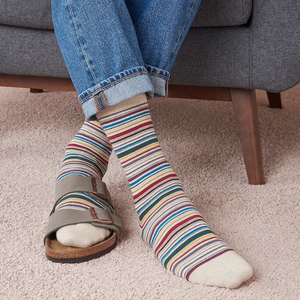 Racing Stripe Cotton  Crew Socks - Image 3