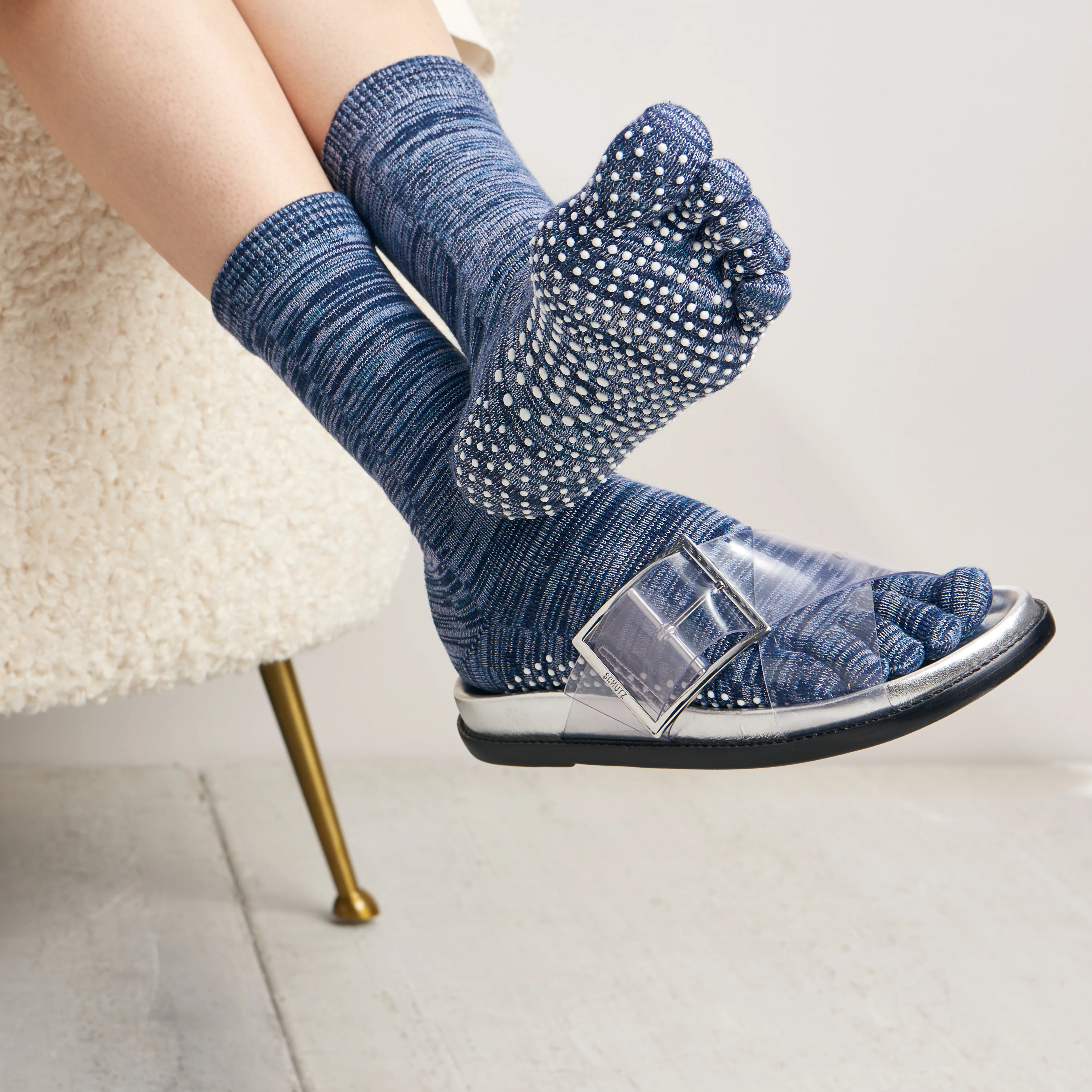 Reflexology Cotton Toe Crew Socks - Image 3