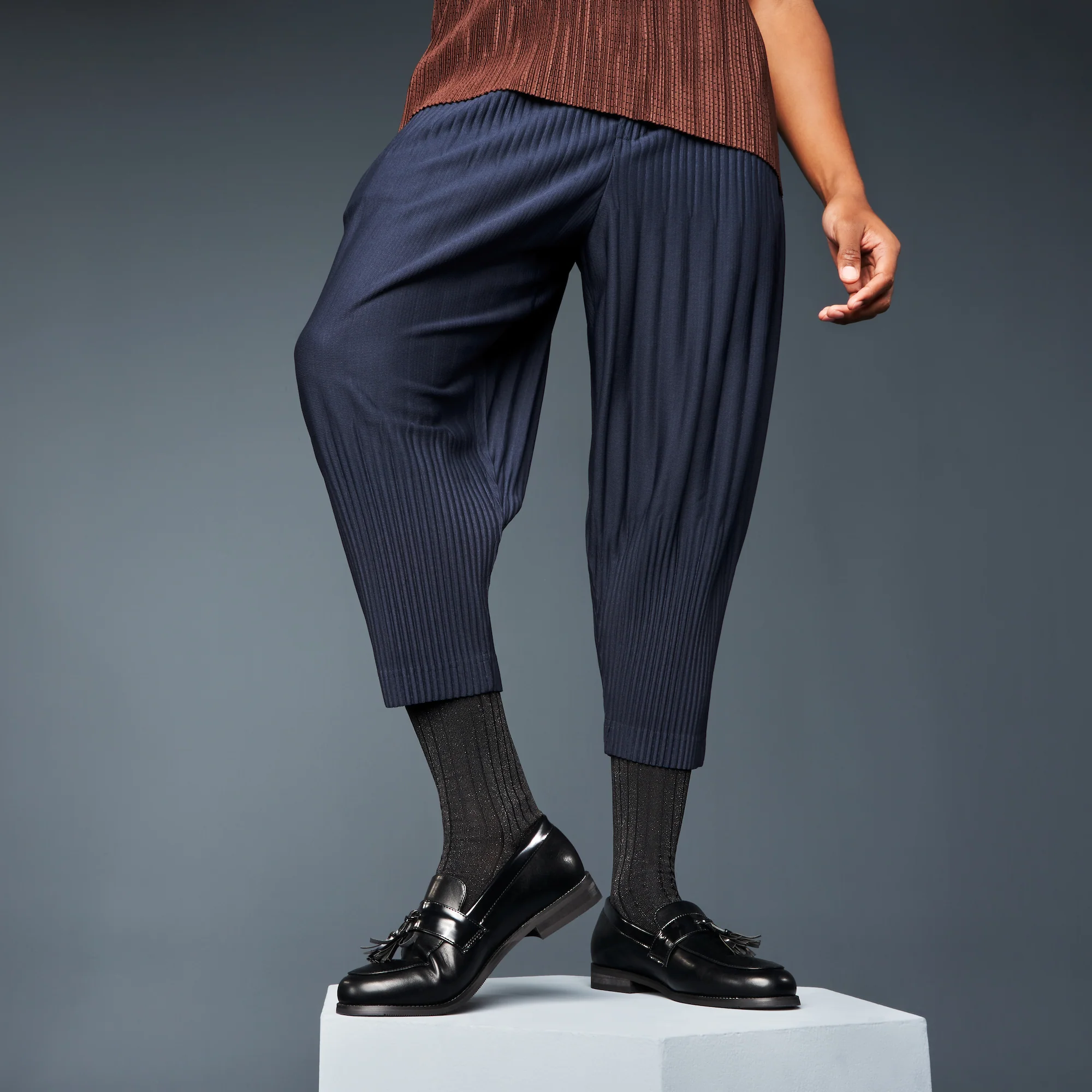 Soft Lamé Ribbed  Crew Socks - Image 2