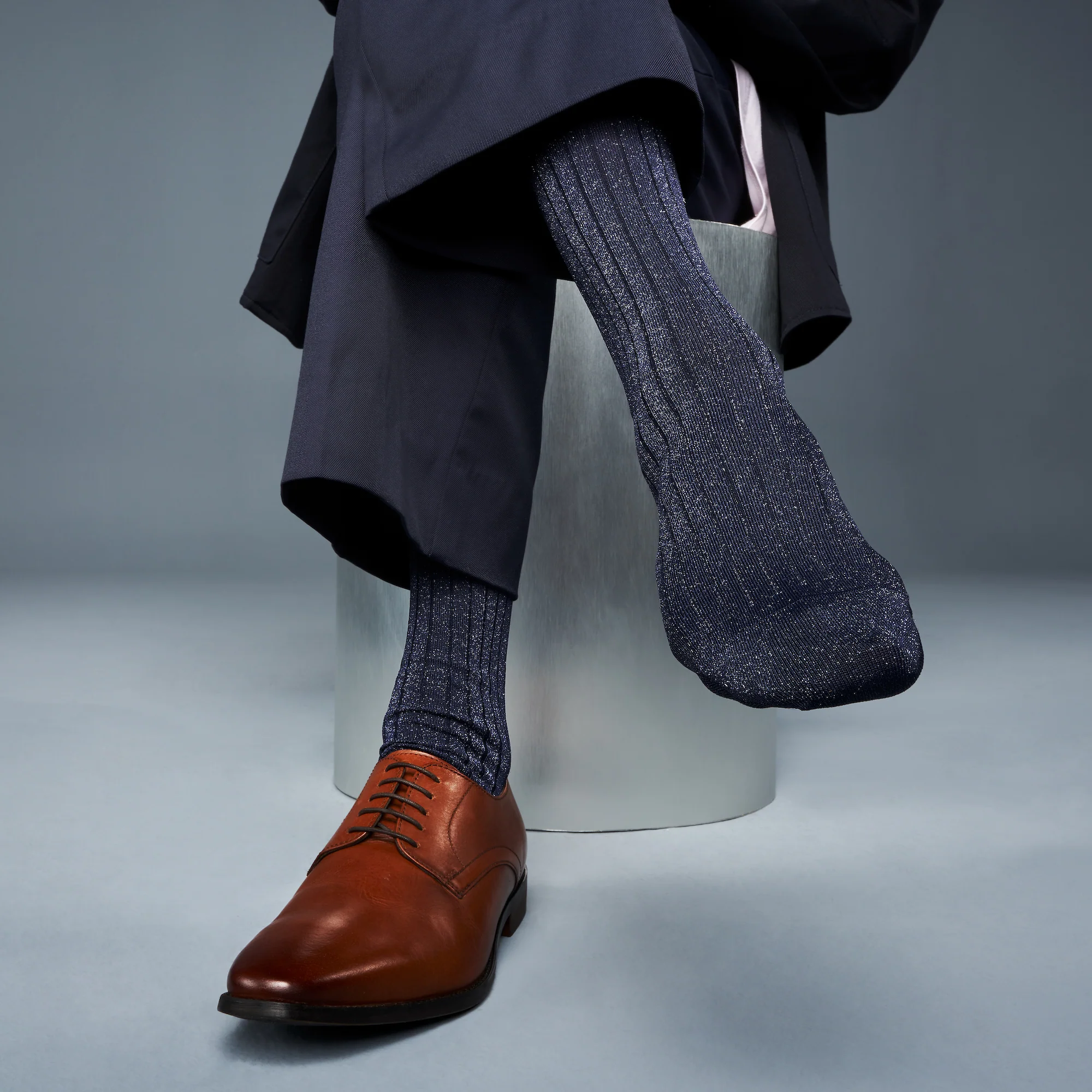 Soft Lamé Ribbed  Crew Socks - Image 3