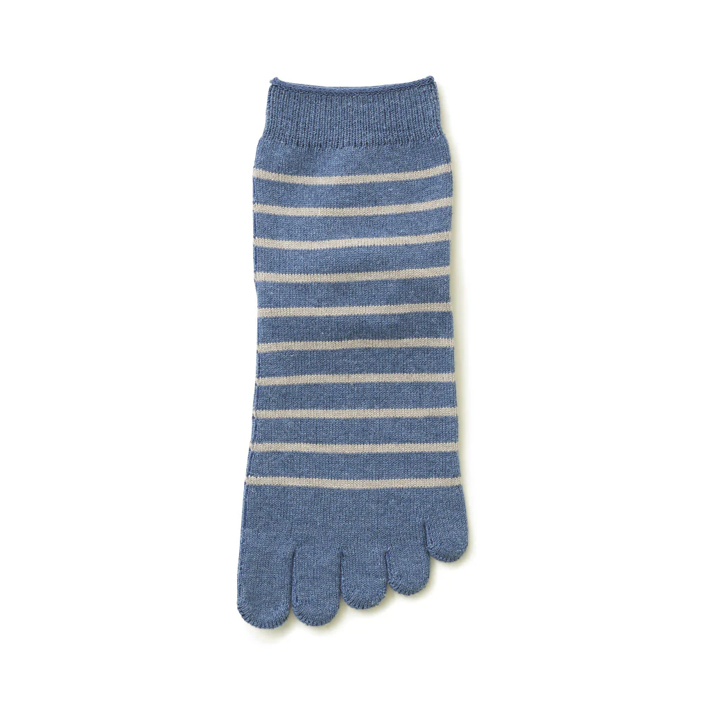 Striped Cotton Toe Quarter Socks - Image 10