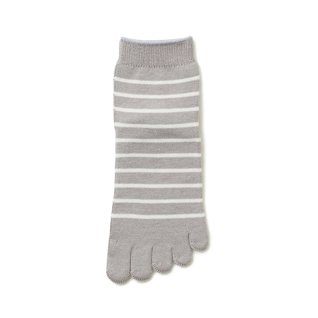 Striped Cotton Toe Quarter Socks - Image 5