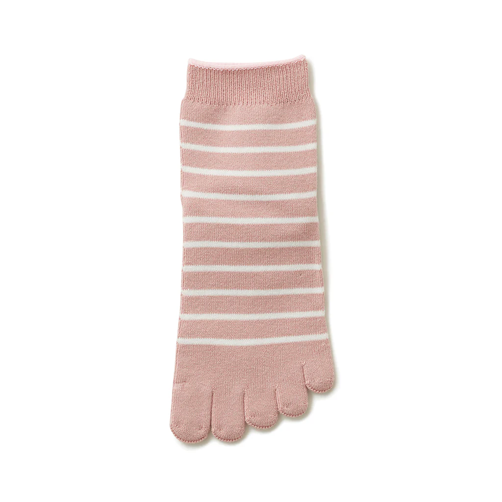 Striped Cotton Toe Quarter Socks - Image 7