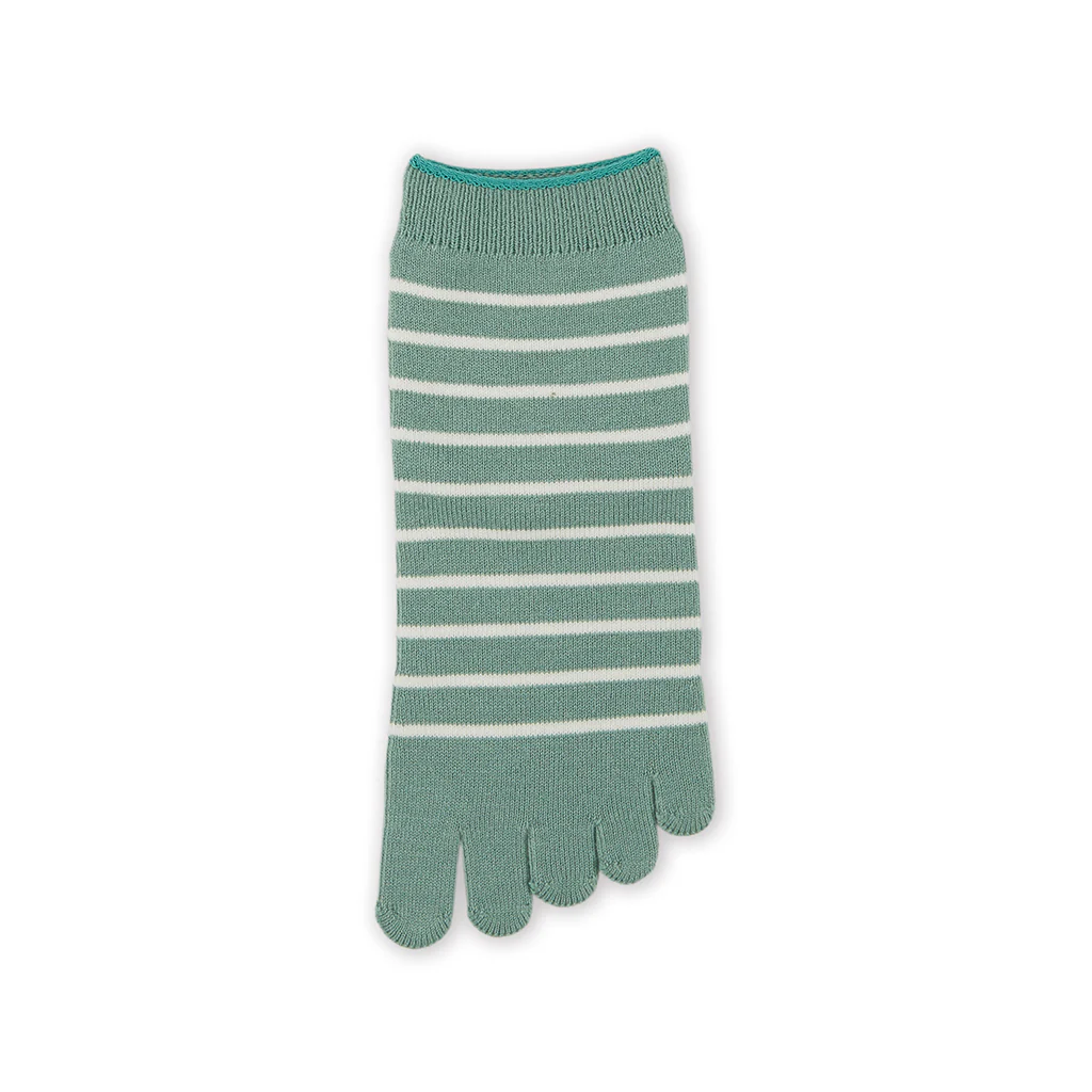 Striped Cotton Toe Quarter Socks - Image 8