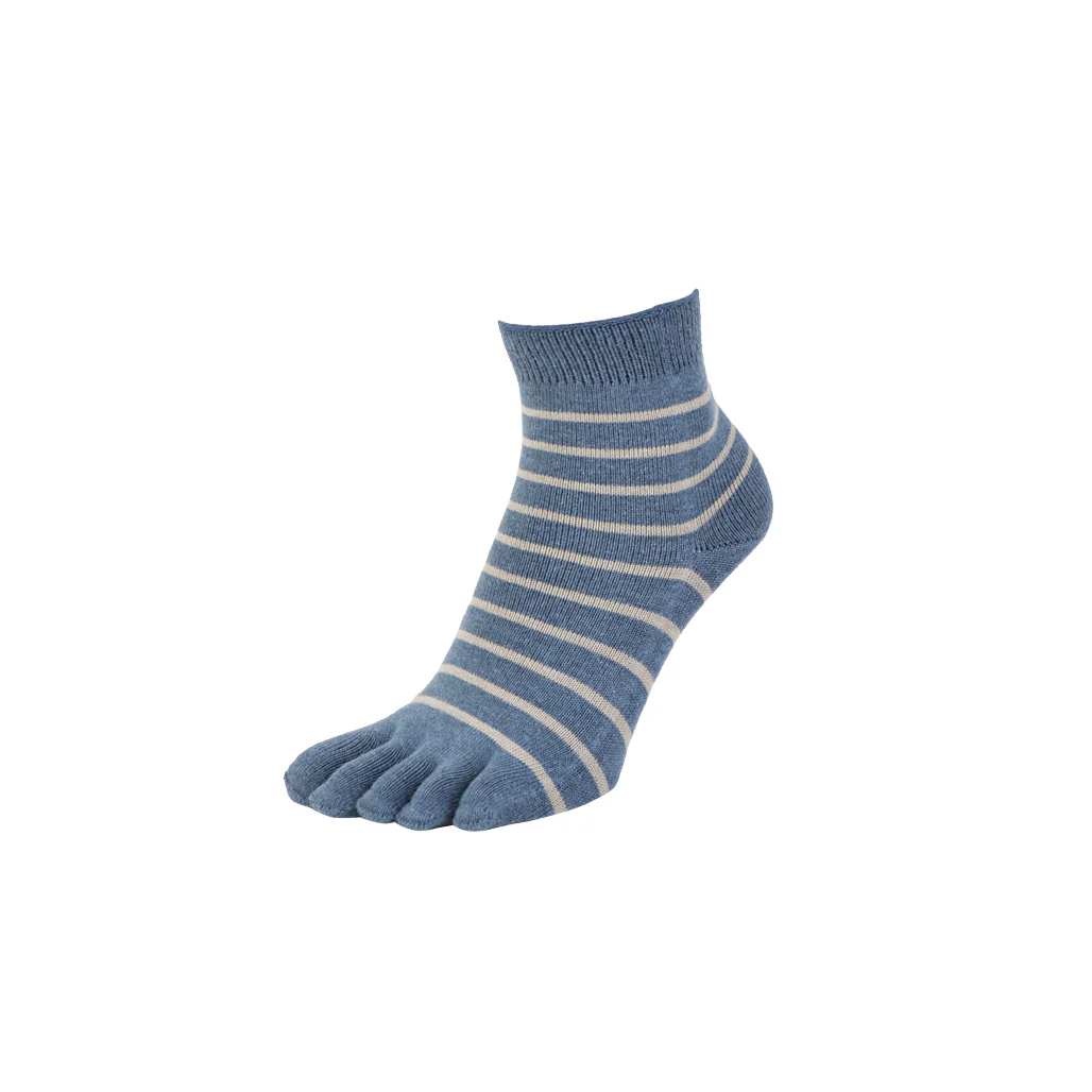 Striped Cotton Toe Quarter Socks - Image 9