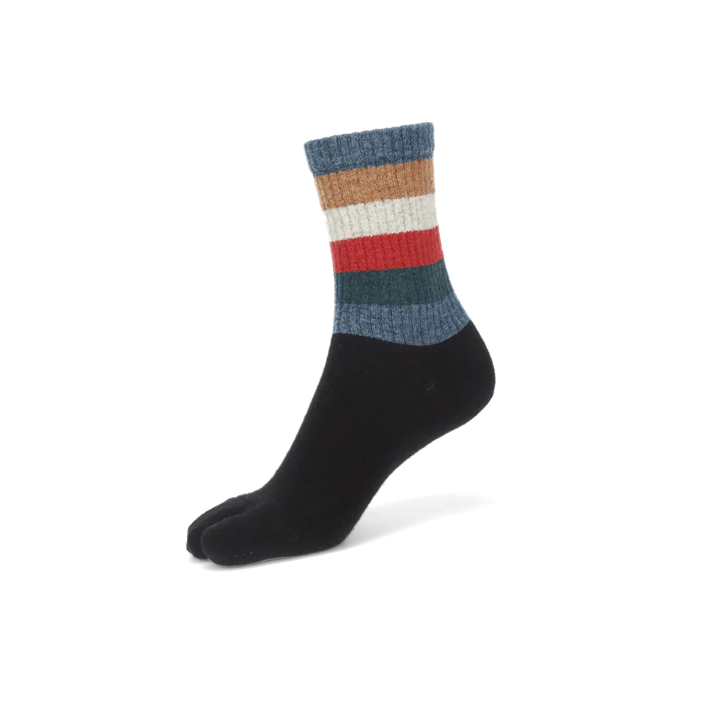 Striped Extra Fine Merino Tabi  Crew Socks - Image 3